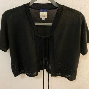 Black Open-Front Cardigan